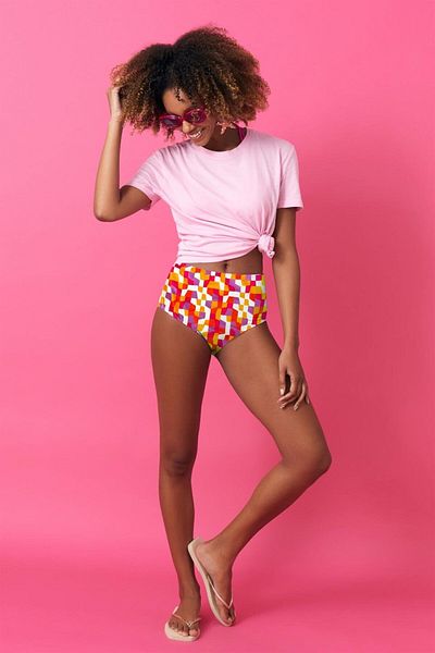 pieces of melon High Waist Patterned Bikini Bottom