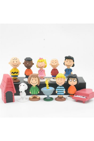 Choice 12pcs 12pcs/set Peanuts Cute Snoopy Ornament Full Set Of Cartoon Doll Decoration Hand-made Kawaii An