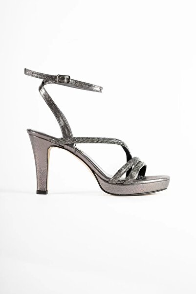 Sylar Shine Platform İnce Topuklu Ayakkabı 10 Cm Antrasit