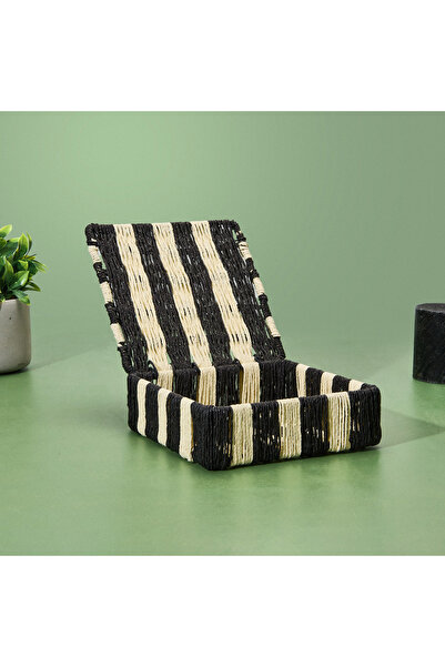 Evidea Deco Varese Dekoratif Kutu - Siyah / Krem - 18x18x5 Cm
