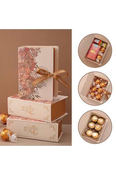 Choice 13x4.5x9cm 5pcs Book Shape With Ribbon Paperboard Candy Chocolate Present Packaging Box For Wedding