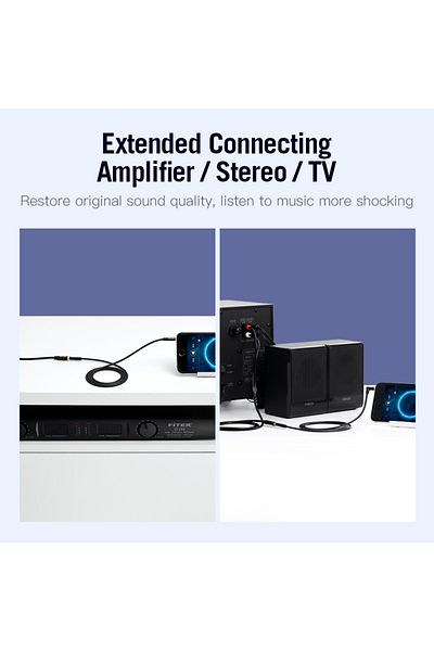 Choice كابل Vention Jack 3.5 ملم إلى 2 RCA بطول 2 متر، كابل صوت من أنثى إلى ذكر، موزع Aux لمكبر الصوت والتلفزيون والمنزل