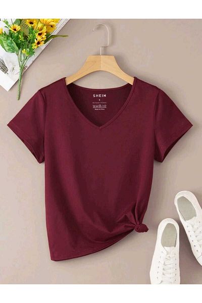FAVORİST Tricou de damă cu decolteu în V - Îmbrăcăminte de vară cu croiala normală
