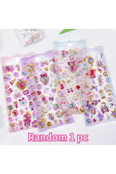 Choice 1 Pc Random 1pc/4pcs Random Kawaii Delicate 3d Girly Gemstone Gilding Stickers Scrapbooking Diy Jour