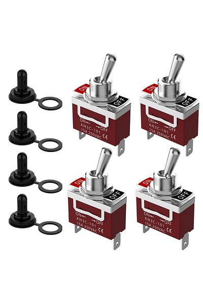 AOKIN 4pcs 4pcs Marine Waterproof Toggle Switch 12v Dc 30a Heavy Duty 250v Ac 15a Spst 2 Pin On Off Switch