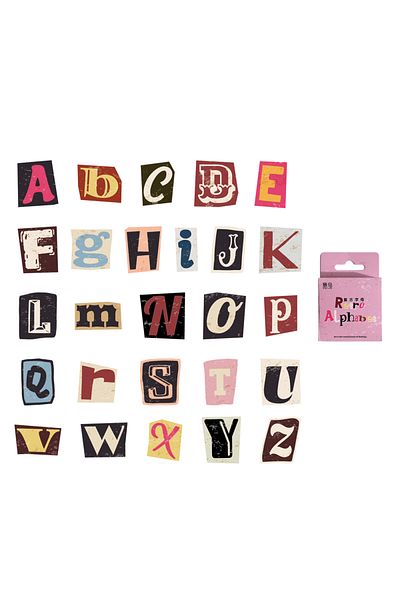Choice A 52 Pcs A-z Vintage Letter Stickers Mini Boxed Adhesive Diy Sticker Gift Sealing Decorative Scrapb.