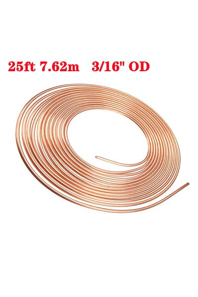 Choice Line Only 25ft 7.62m Car Roll Tube Coil Of 3/16" Od Copper Nickel Brake Pipe Hose Line Piping Tube T