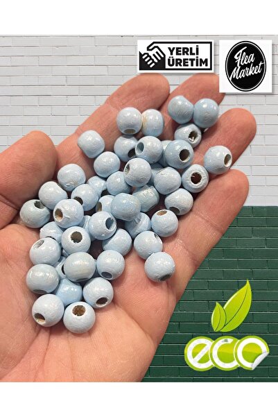 Flea Market Ekonomični paket 1 kilogram drvenih perli 10 mm - BEBINO PLAVO - ...