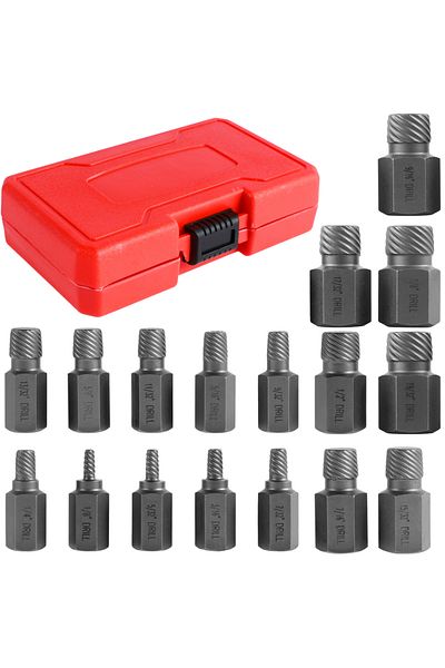 Choice 17pcs 17pcs Damaged Screw Extractor Drill Bit Set Hex Head Easy Out Bolt Extractor Spiral Broken Scr