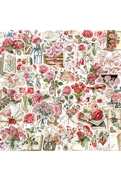 Choice 50pcs 50pcs Floral Stickers Flower Natural Decorative Decals Aesthetic Waterproof Pet Sticker For Jo