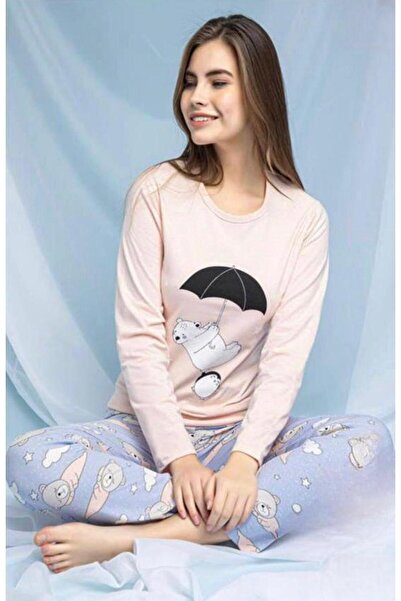 İpek Women's Long Sleeve 100% Cotton Pajama Set