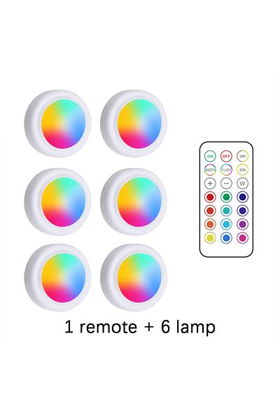 Mikenoon 1 Remote 6 Lamp Under Cabinet Lights Wireless With Remote Control Led Touch Dimmable Night Lamp Rgb