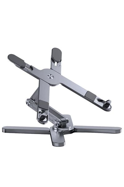 Choice Gray Foldable Laptop Stand 360°rotation Notebook Table Aluminum Alloy Holder Portable Book Tablet Br
