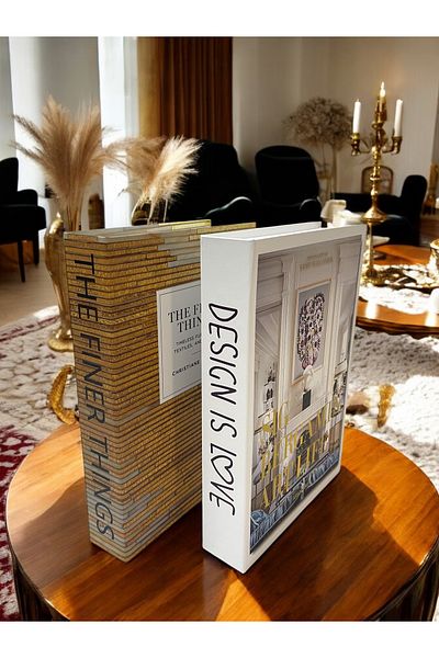 Saccura Decor Decorative Book Box Set, Gold Home Box Set of 2