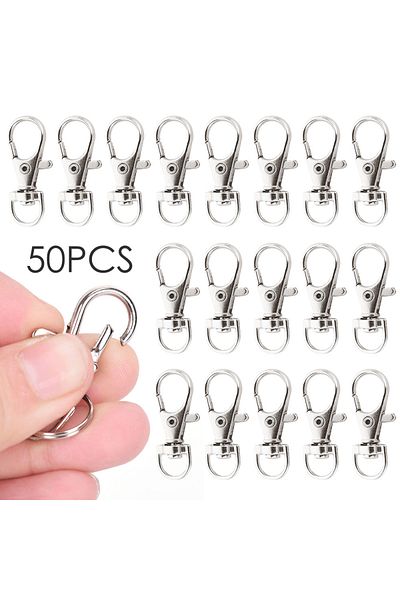 Choice 50pcs 25/50/100/200pcs Swivel Lobster Clasp Stainless Steel Key Ring Clasp Portable Dring Snap Buckl
