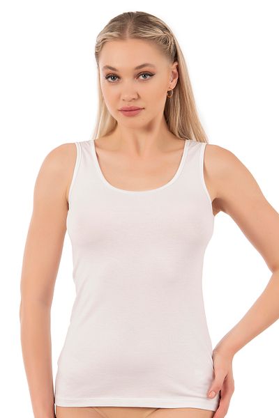 ÖZKAN underwear Özkan 20587 قميص نسائي قطني مريح ومرن برقبة على شكل حرف U من الساتان وحزام سميك