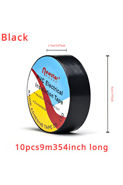 Choice 10pcs 80m-90m Black 10 PCS,Electrical Tape,Insulation Tape,Electrical ...