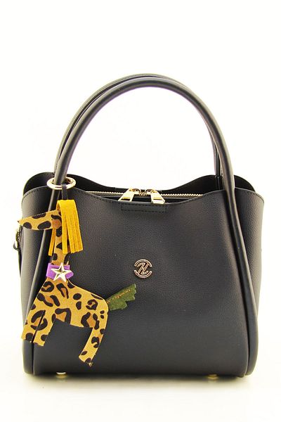 HNB Women's Black Three-Eye Medium Handbag