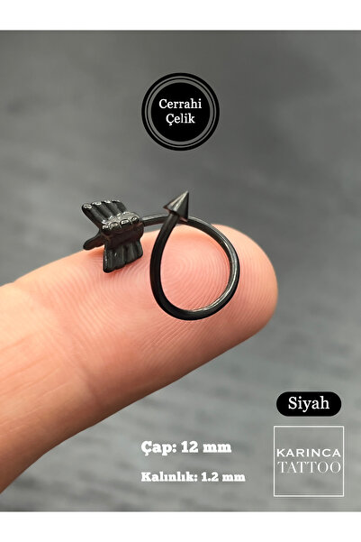 Karınca Piercing Ok Şeklinde Siyah Halka Kulak Dudak Snake Bites Piercing