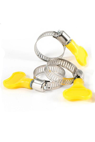 Choice 5pcs 16-25mm 5 Pcs 8-44mm Adjustable Yellow Plastic Handle Hand Twist Hose Clamps Worm Driving Stain