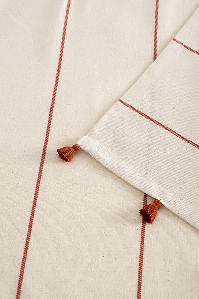 Denizli Concept Ριγέ Πλακάκι Χρώμα Φούντα Runner - 50x150 cm - Επιτραπέζιο Runner Μοντέλο