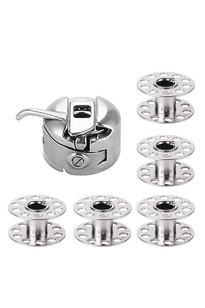 Choice 1 1 Pcs Bobbin Case With 5 Pcs Sewing Machine Metal Bobbins For Singer Brother Janome Household Sew.