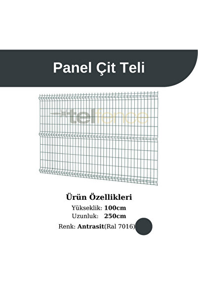 Telfence Panel Çit Teli 100x250 Cm Antrasit Renk