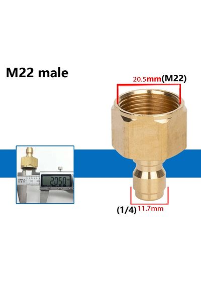 Choice Light Green Brass M22-14mm/15mm To 1/4 Inch Pressure Washer Adapter Set Quick Connection & Disconnec