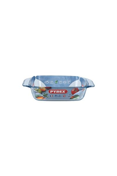 Pyrex مقلاة تحميص مستطيلة مقاومة للخدش وآمنة للاستخدام في غسالة الأطباق، سعة 1.4 لتر