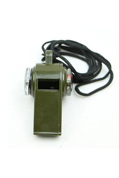 Choice صفارة طوارئ 3 في 1 باللون الأخضر العسكري، بوصلة، مقياس حرارة، صفارة مش...