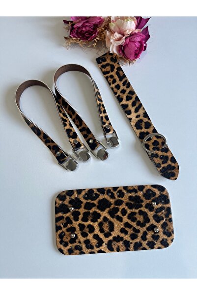 zg hobi aksesuar Leopard Patterned Knitted Bag Set - Silver Color Detailed