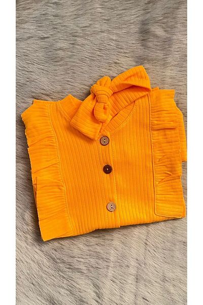 MBK GARDEN Rib Seasonal Baby Romper with Ruffles and Bandanas, Newborn/3/6/9 Months