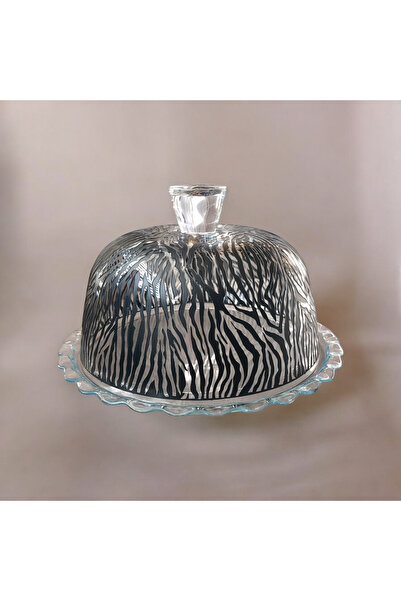 halkaridesign Paşabahçe patisserie zebra model kek pasta fanusu cam kapaklı s...
