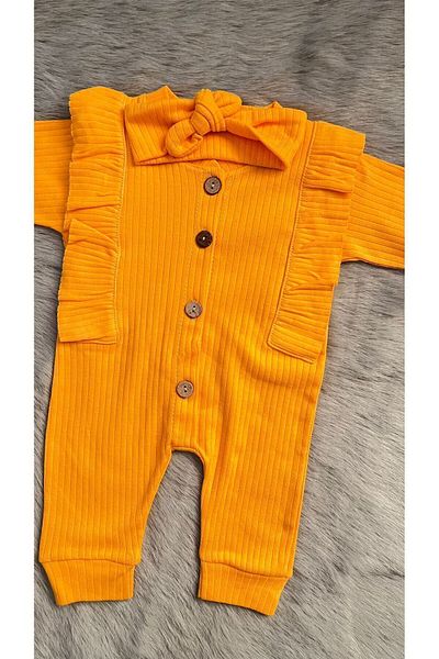 MBK GARDEN Rib Seasonal Baby Romper with Ruffles and Bandanas, Newborn/3/6/9 Months