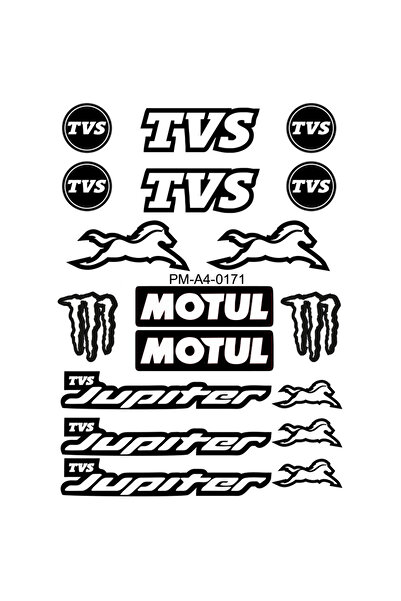 MOTOSEPETİM TVS JÜPİTER TASARIMLI EKİPMAN KASK MOTOSİKLET STİCKER SETİ 04
