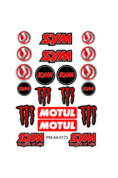 MOTOSEPETİM SYM MOTUL TASARIMLI EKİPMAN KASK MOTOSİKLET STİCKER SETİ 02