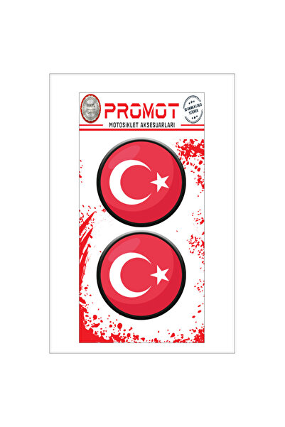 MOTOSEPETİM TÜRK BAYRAĞI 3D KABARTMALI DAMLA LOGO STİCKER 5cm 03