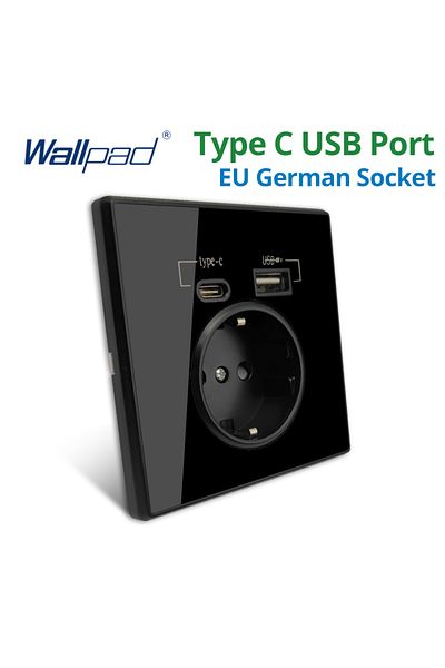 Choice Type-C A Interface Outlet Acrylic Mirror Crystal Panel Black Wall EU Russia Spain French Socket W...