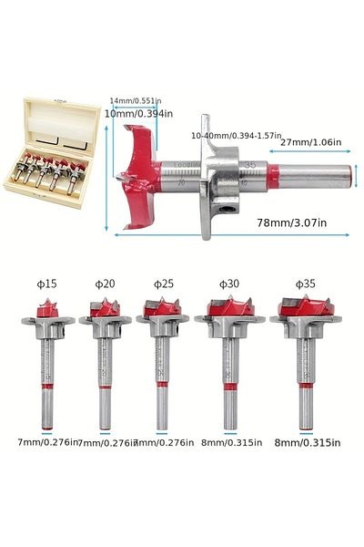 Choice Woodworking Hole Opener Set Positioning Hard Alloy Flat Wing Drill Adjustable Hinge Hole Expander...