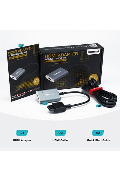 Choice محول HDMI عالي الدقة لجهاز Wii Bitfunx لأجهزة Nintendo Wii Ntsc Pal وحدات تحكم الألعاب القديمة موصل عالي الدقة ومقبس