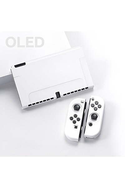 KOQZM جراب حماية أبيض OLED متوافق مع وحدة تحكم Switch OLED و Joy-Cons، يمكن إ...