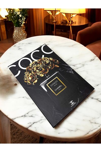 Saccura Decor Black Gold Perfume Patterned Decorative Book Box – Stylish and Functional