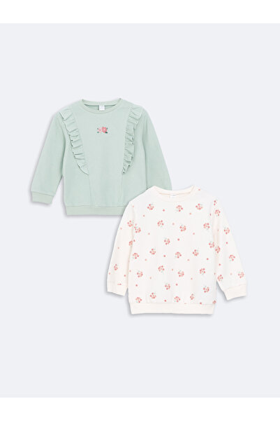 LC Waikiki Bisiklet Yaka Baskılı Kız Çocuk Sweatshirt 2'li