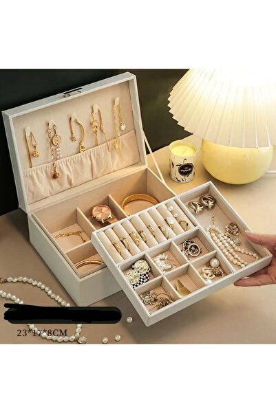 Choice صندوق تخزين مجوهرات بسيط أبيض مكون من قطعة واحدة، صندوق تخزين مجوهرات ...