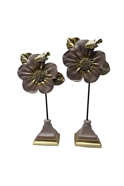 Peramari Dekoratif Polyester İkili Çiçek Aksesuar Vizon Gold Eskitme