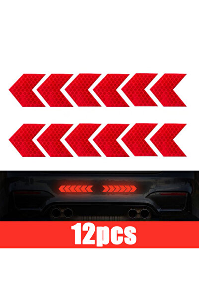Choice مجموعة من 12 قطعة من شريط السهم العاكس الأحمر ملصق تحذير السلامة لمصد ...