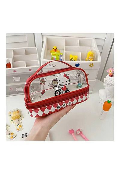 Choice 4 Sanrio Cartoon Hello Kitty Pencil Case Cute Kuromi Large Capacity Double Layer Multifuntion Porta.