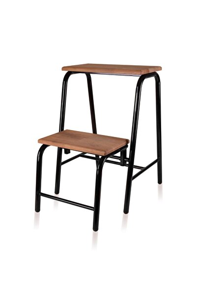 The Mia Ahşap 2 Basamaklı Tabure Merdiven Siyah