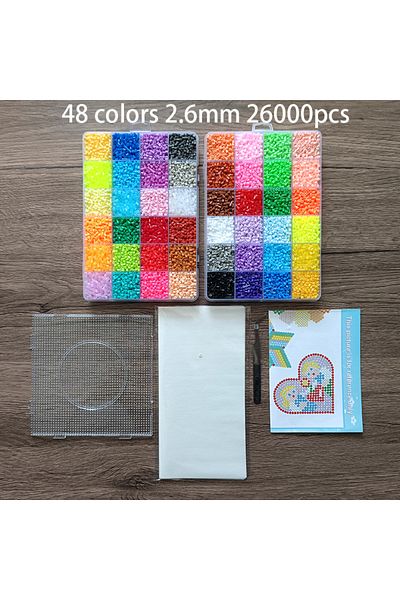 Choice مجموعة 06 حبات فيوز 24/48 لونًا 2.6 مم خرز حديدي ثلاثي الأبعاد مصنوع يدويًا للديكورات والحرف اليدوية