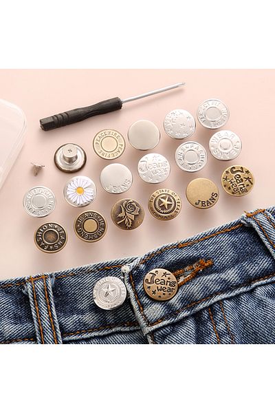 Choice 5/10/20pcs jeans button adjustable waist shrinker Nail free metal button Removable I-button seam ...